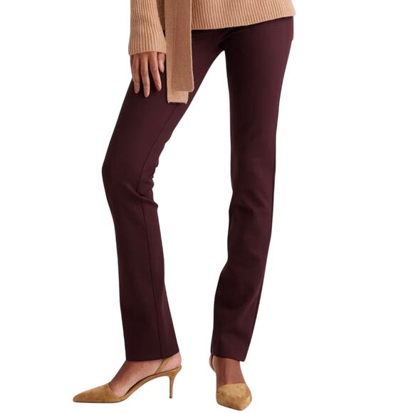 New Quince Petite Small 28" Ultra-Stretch Ponte Straight Leg Pant Burgundy - Picture 1 of 12
